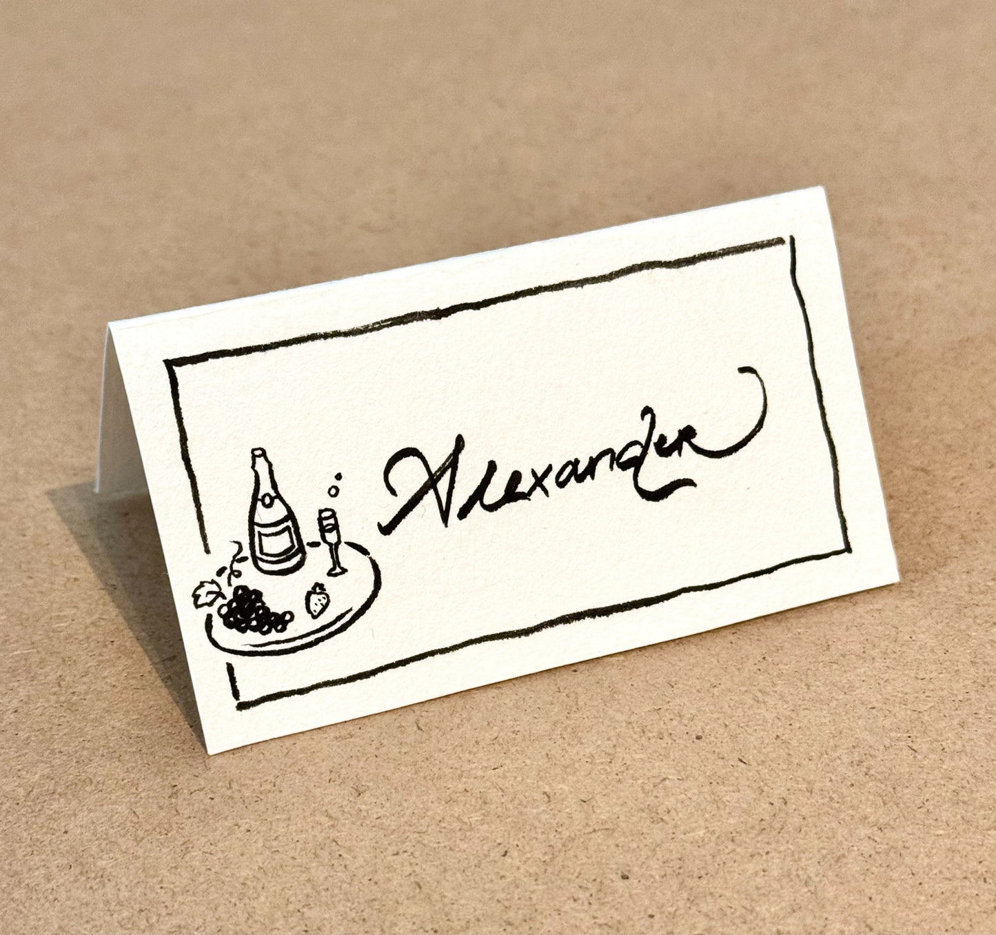 1x Wedding/Event Place Card - First Name & whimsical Illustration