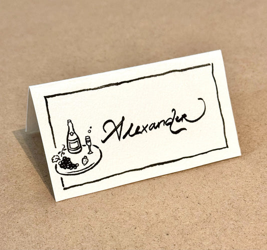 1x Wedding/Event Place Card - First Name & whimsical Illustration